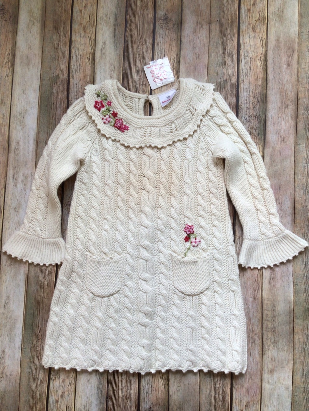 NWT Hanna Andersson Cable Embroidered Sweater Dress